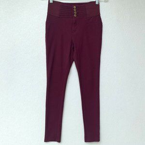Guess‎ Women's Leggings Size Small Burgundy High Ri